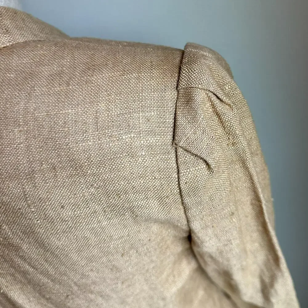 Vintage Linen Blazer Puff Shoulder Union Made USA Womens Size 4